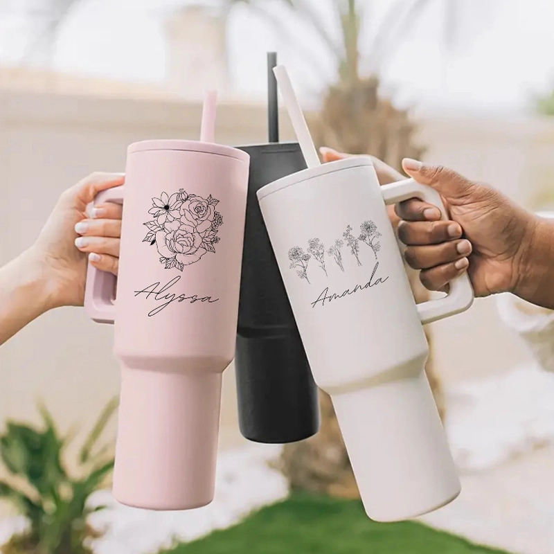 Wholesale insulated tumbler with handle designed for private label drinkware brands and bulk distribution